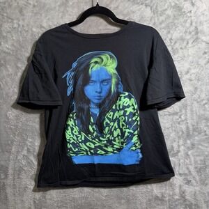 Billie Eilish T Shirt Large Black Neon Blacklight Portrait Lash 2022